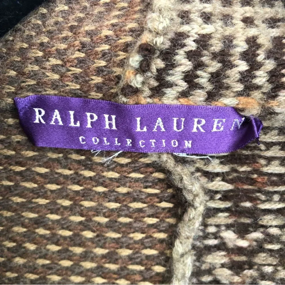 RALPH LAUREN COLLECTION Purple Label Patchwork Shawl-Collar Cardigan Size Medium - Picture 5 of 10